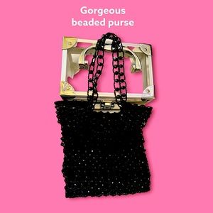 Gorgeous beaded satin evening bag made exclusively for Giorgio Beverly Hills.